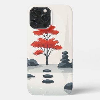 Zen Nature - iPhone Hull Red Tree Minimalist 13 Pro Max Case