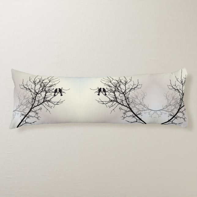 zen nature landscape black white tree silhouette body pillow (Front)
