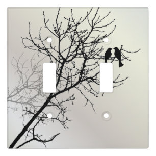 zen nature landscape black white tree silhouette light switch cover