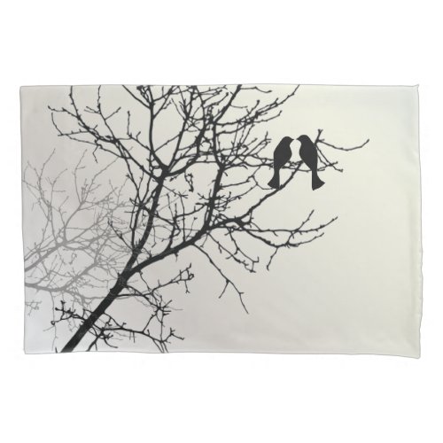 zen nature landscape black white tree silhouette pillow case