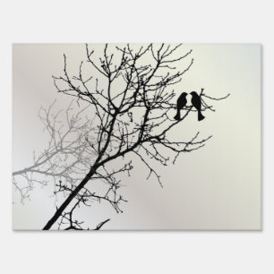 zen nature landscape black white tree silhouette sign