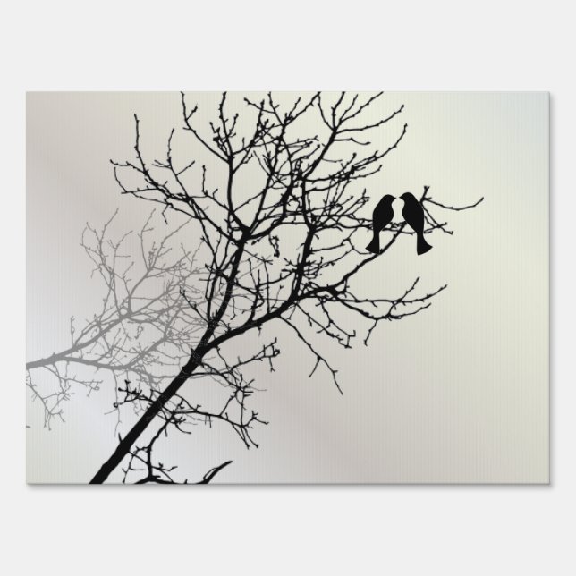 zen nature landscape black white tree silhouette sign (Front)