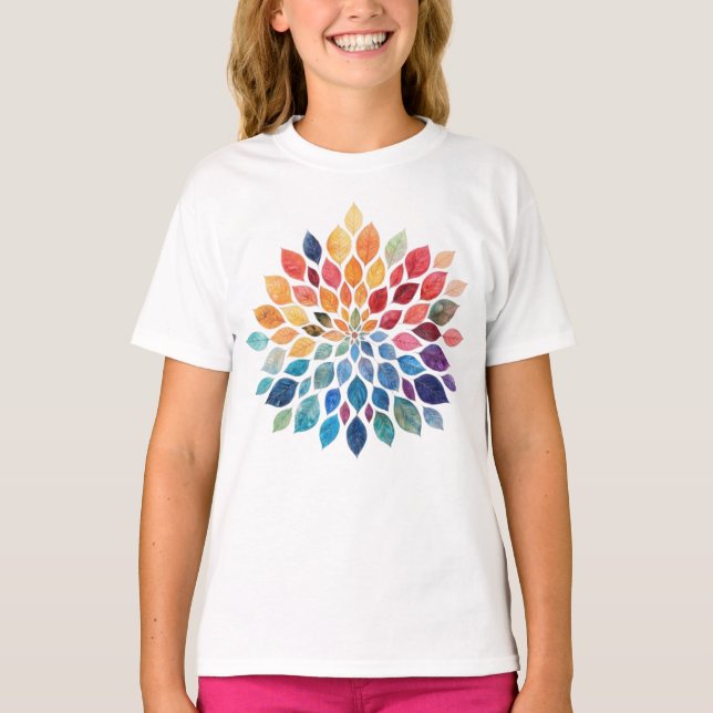 Zen Nature Leaf Mandala T-Shirt (Front)