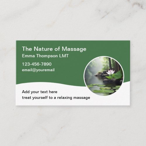 Zen Nature Theme Massage Therapist Business Cards