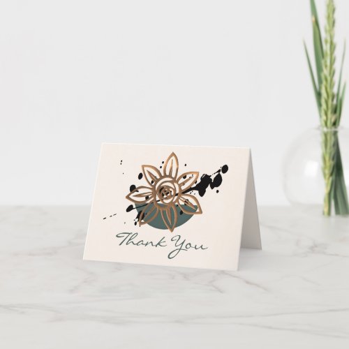 Zen Neutral and Black Thank You Card