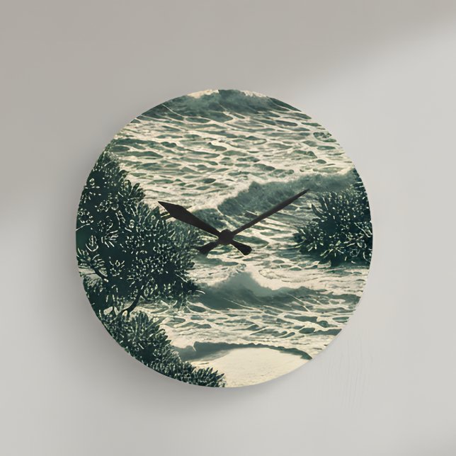 Zen Ocean Waves Monochrome Art Clock (Creator Uploaded)