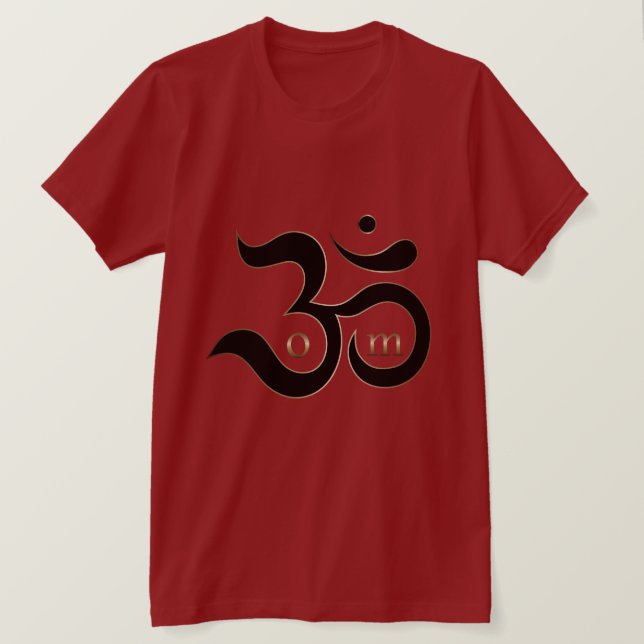 Zen Om Aum symbol simple red gold glitters shirt (Design Front)