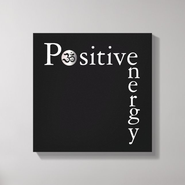 Zen Om Positive Energy Minimalist Black And White Canvas Print (Front)