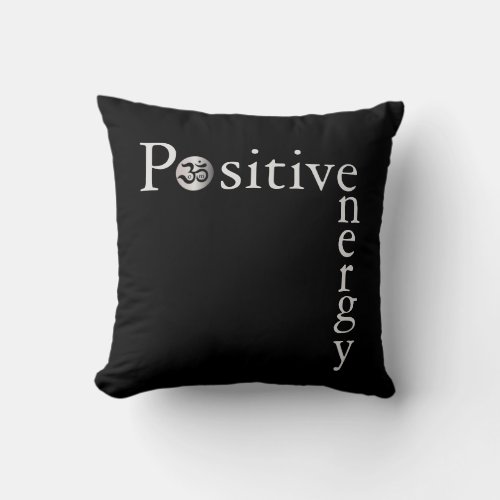 Zen Om Positive Energy Minimalist Black And White Throw Pillow