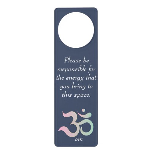 Zen Om symbol Positive Energy Navy Blue Pastel Door Hanger