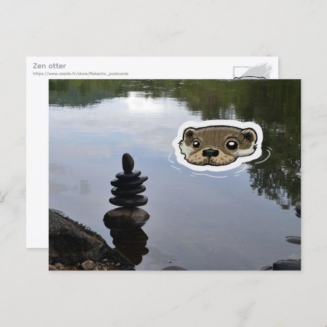 Zen Otter (color) Postcard (Front/Back)