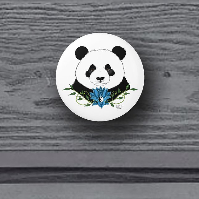 Zen Panda Bear Blue Lotus Yin Yang Green Ceramic Knob (Creator Uploaded)