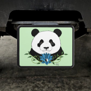 Zen Panda Bear Blue Lotus Yin Yang Green Hitch Cover