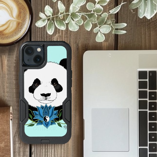 Zen Panda Bear Blue Lotus Yin Yang Green Otterbox iPhone Case (Creator Uploaded)