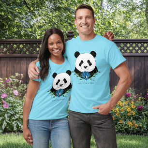 Zen Panda Bear Blue Lotus Yin Yang Green T-Shirt