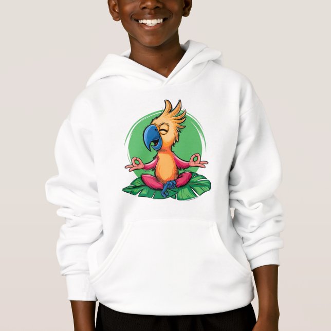 Zen Parrot – Tropical Meditation Hoodie (Front)