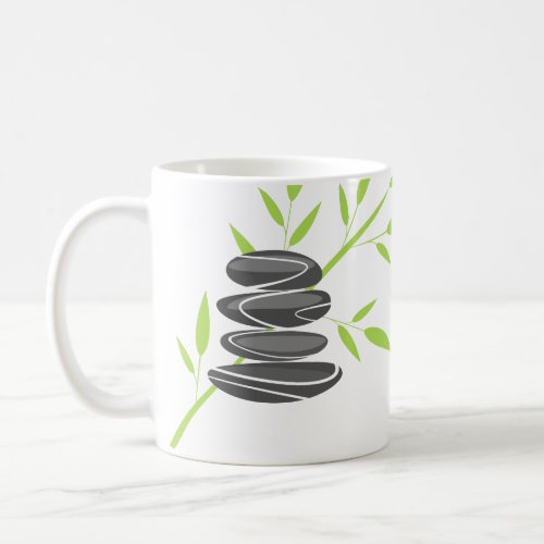 Zen pebble stacking mug with inspirational quote