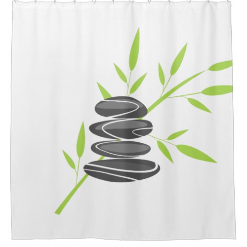 Zen pebble stone stacking shower curtain design