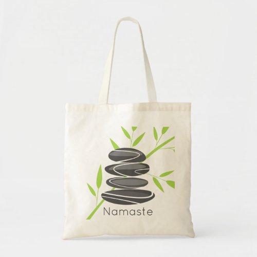 Zen pebble stone stacking yoga meditation tote bag