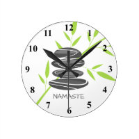 Zen pebble stones stack yoga meditation wall clock