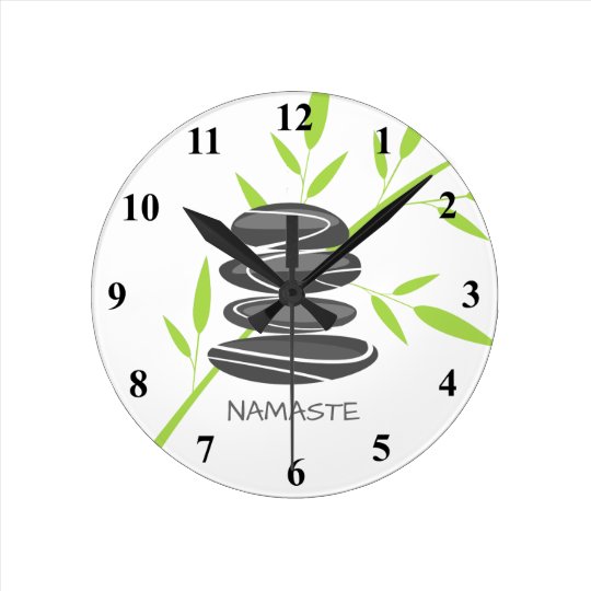 Zen pebble stones stack yoga meditation wall clock