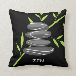 Zen pebble stones stacking black throw pillow