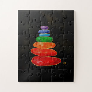 Zen Pebbles Chakras - Watercolor & Gold Jigsaw Puzzle