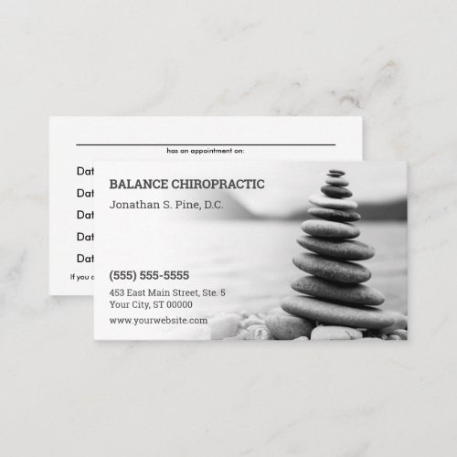 Zen Pebbles Chiropractic Appointment Card