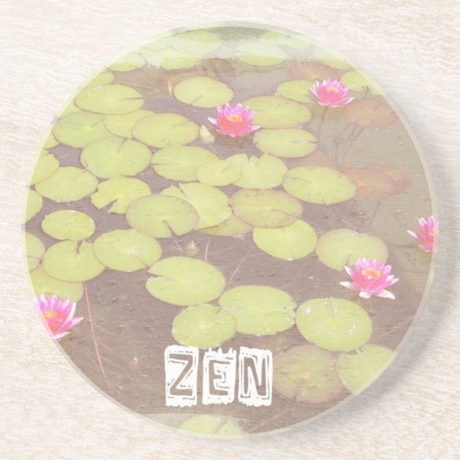 Zen Pink Lotus Drink Coaster (Front)