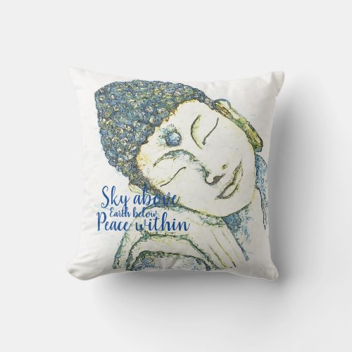 Zen Quote Buddha Watercolor Art Throw Pillow