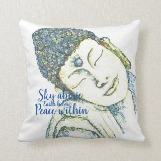 Zen Quote Buddha Watercolor Art Throw Pillow