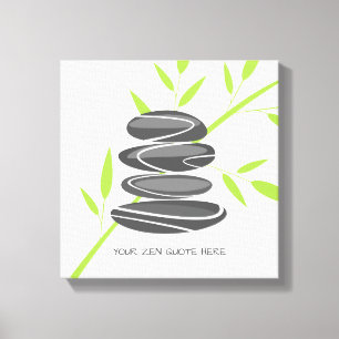 Zen quote pebble stones stacking canvas wall art