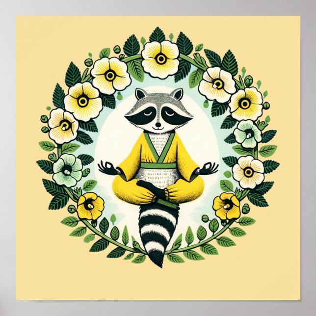 Zen Raccoon Meditation Raccoons Yoga               Poster (Front)