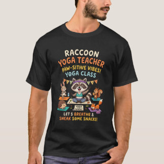 Zen Raccoon Yoga Club Illustration T-Shirt