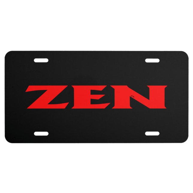 Zen red black aluminum license plate (Front)