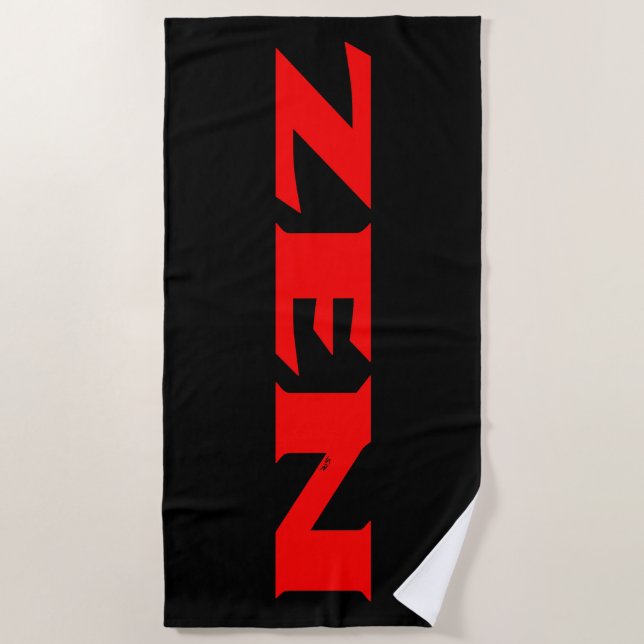 Zen red black beach towel (Front)