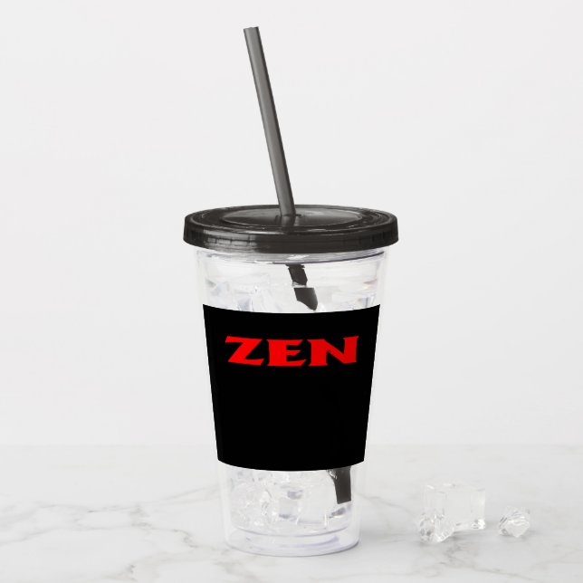 Zen red black black acrylic tumbler (Front Ice)