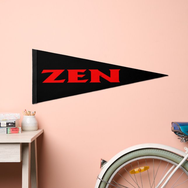 Zen red black pennant flag (Front)
