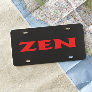 Zen red black plastic license plate