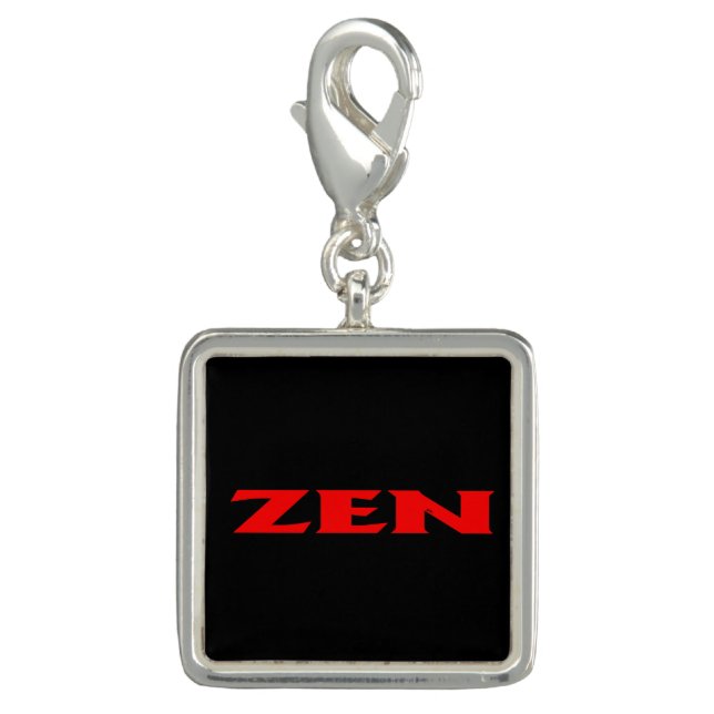 Zen red black silver square charm (Front)