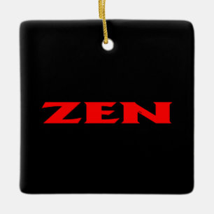 Zen red black square ceramic ornament