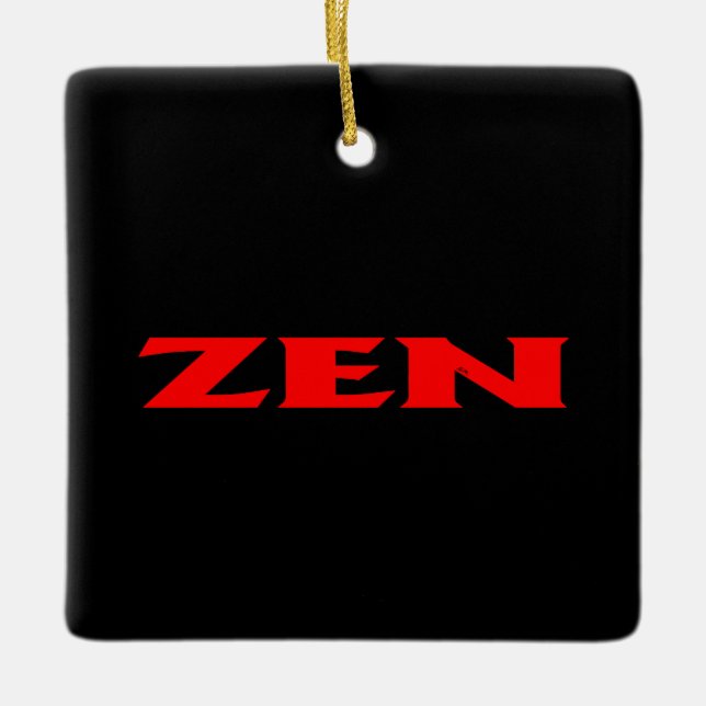 Zen red black square ceramic ornament (Front)