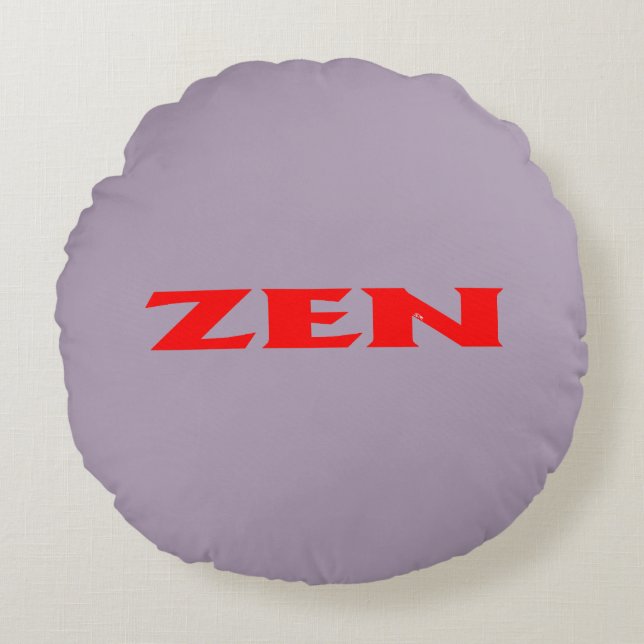 Zen red gray round poly throw pillow (Front)