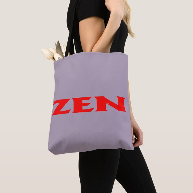 Zen red gray shoulder tote bag (Close Up)