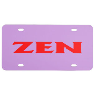 Zen red lilac plastic license plate