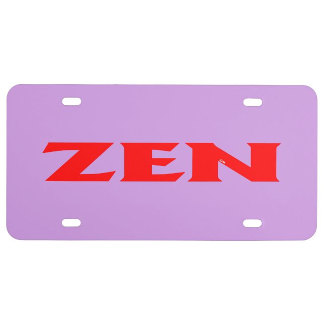 Zen red lilac plastic license plate (Front)