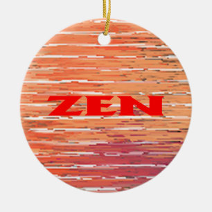 Zen red reeds round ceramic ornament