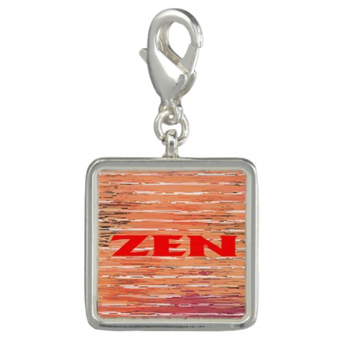 Zen red reeds silver square charm