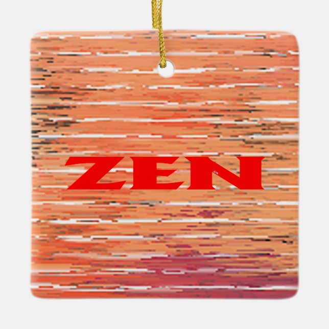 Zen red reeds square ceramic ornament (Front)