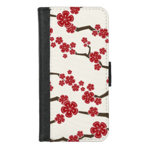 Zen Red Sakura Elegant Cherry Blossom Flowers Chic iPhone 8/7 Wallet Case